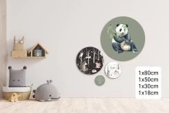 Muurcirkel Set Van 4 Panda Jungle Kinderkamer