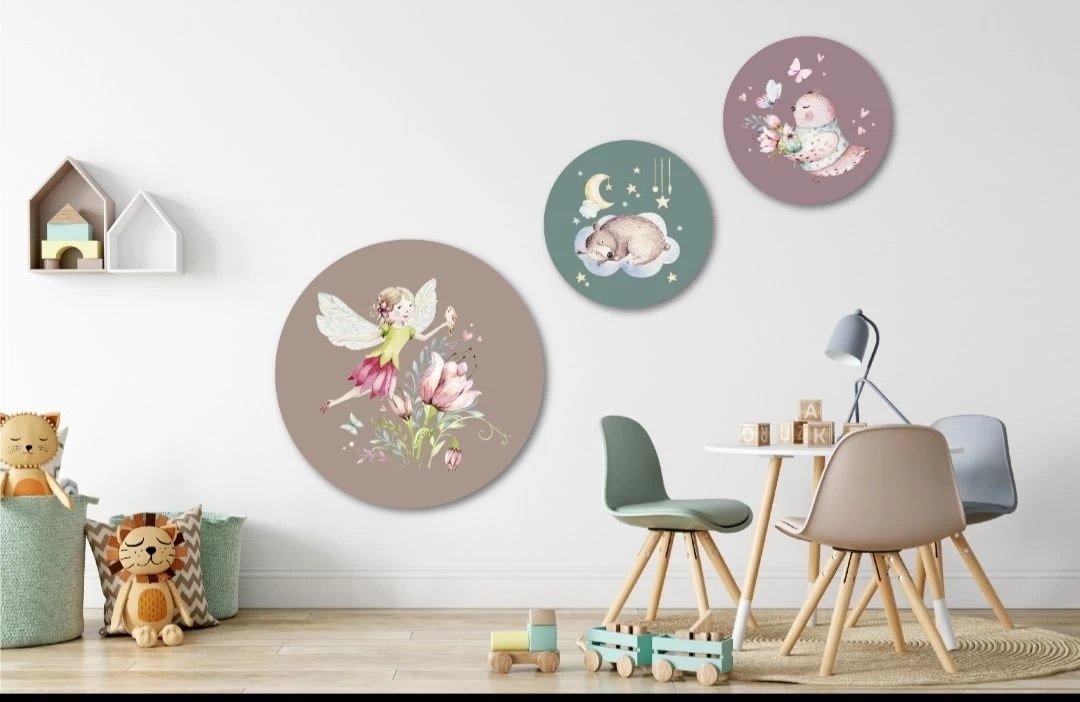 Muurcirkel Set Van 3 Kinderkamer Dromenland 3 Muurcirkel Set Van 3 Kinderkamer Dromenland