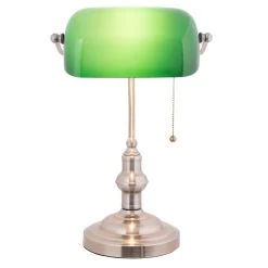 Klassieke Bureaulamp Groen Metaal Glas 27*17*41 Cm