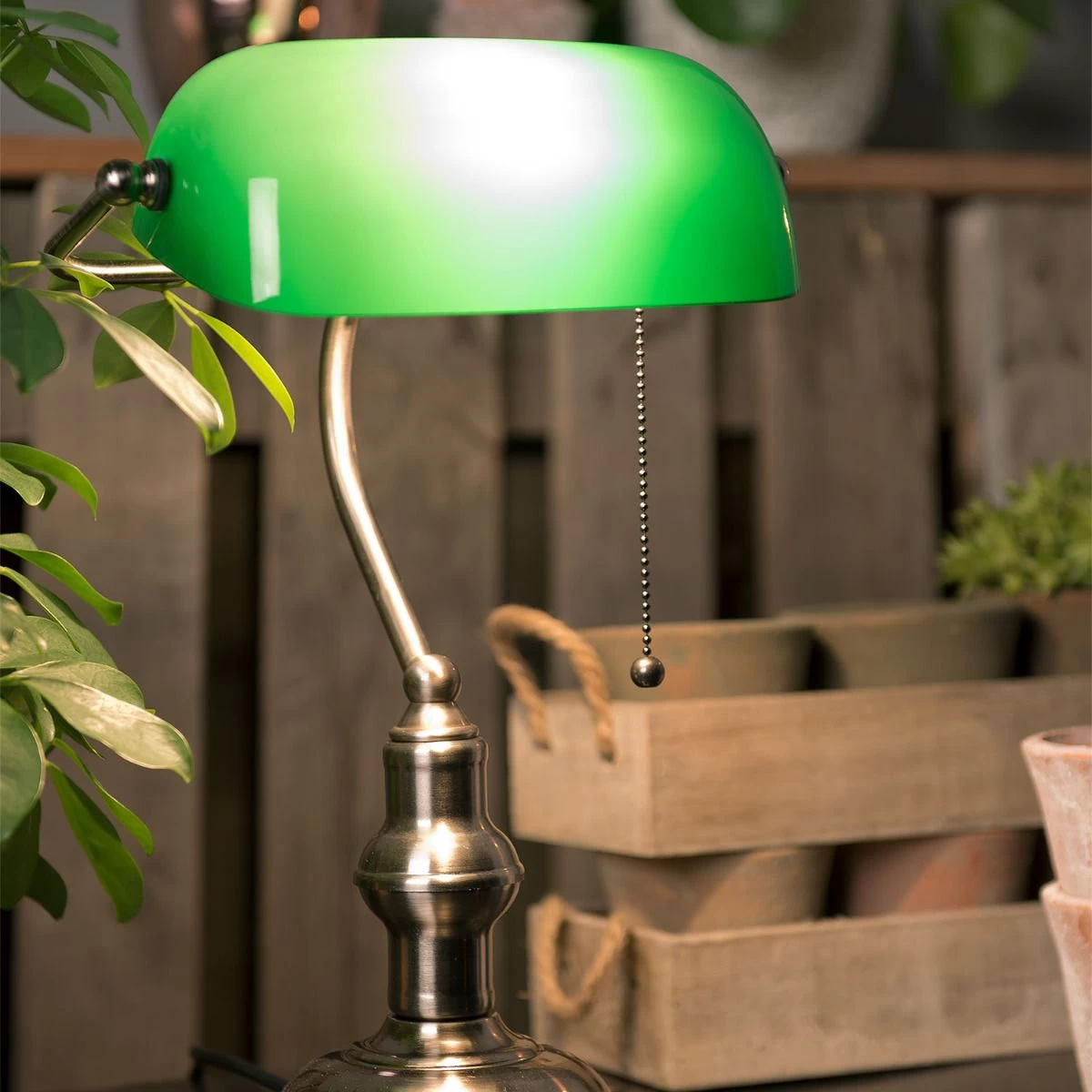 Klassieke Bureaulamp Groen Metaal Glas 27*17*41 Cm 4 Klassieke Bureaulamp Groen Metaal Glas 27*17*41 Cm - Afbeelding 2