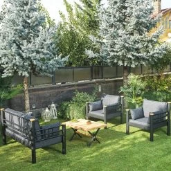 Tuinset Kappis Lounge Set Zwart Antraciet