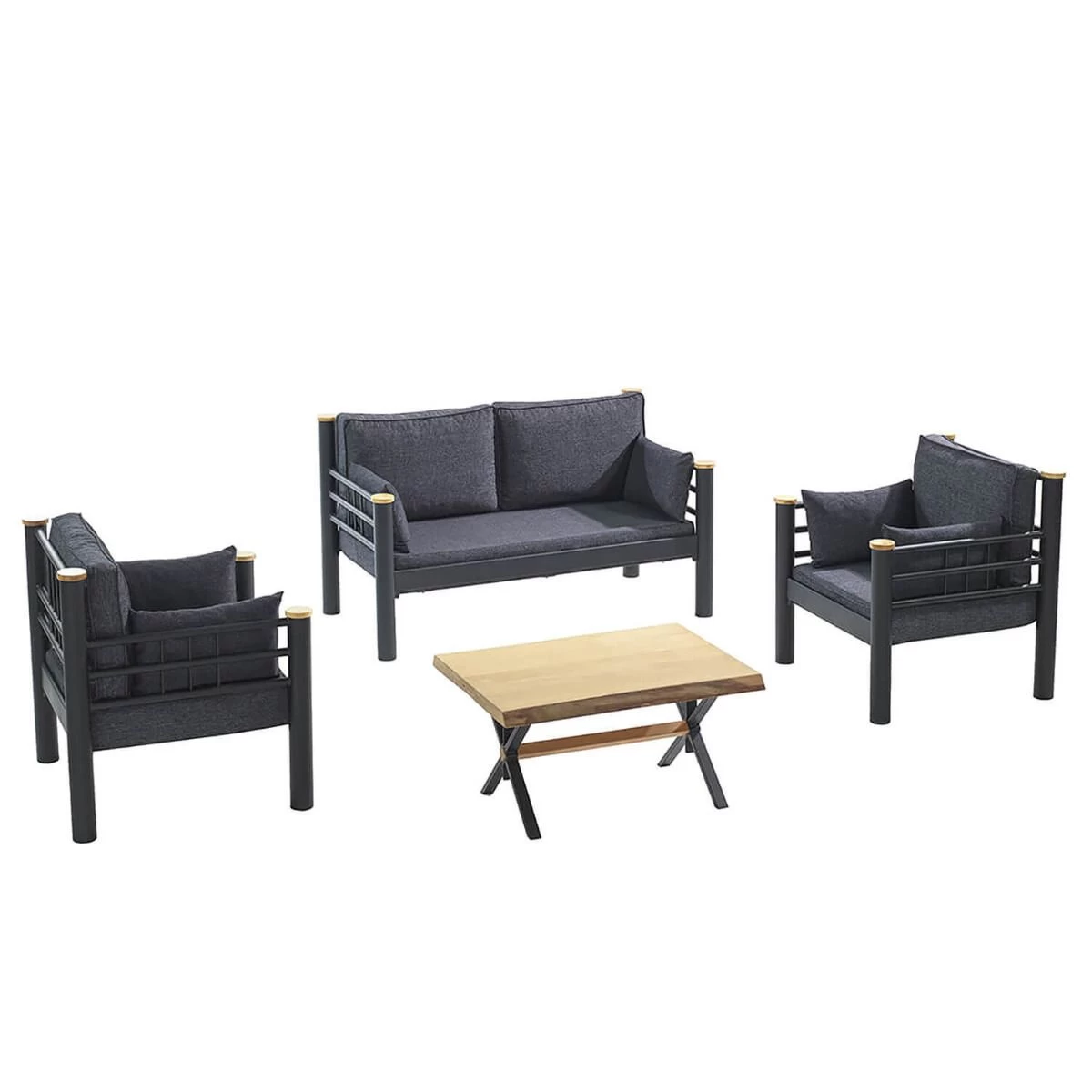 Tuinset Kappis Lounge Set Zwart Antraciet 5 Tuinset Kappis Lounge Set Zwart Antraciet - Afbeelding 3