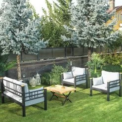 Tuinset Kappis Lounge Set Zwart Fume