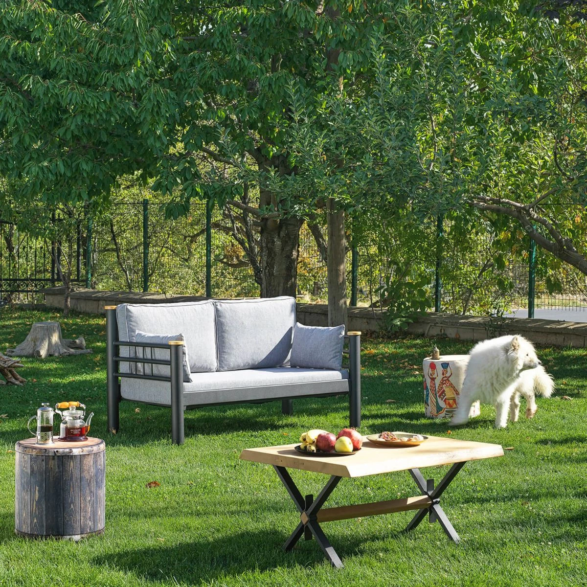 Tuinset Kappis Lounge Set Zwart Fume 4 Tuinset Kappis Lounge Set Zwart Fume - Afbeelding 2