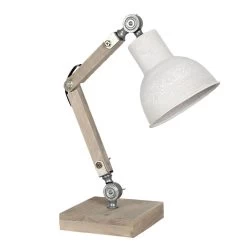 Bureaulamp Creme Hout Ijzer 15*15*47 Cm