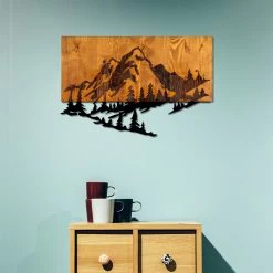 Geometrische Wanddecoratie Mountains Van Staal En Hout -Woonmeubelwinkel 899skl1284 4