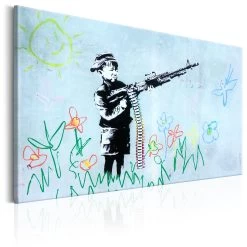 Schilderij - Boy With Gun By Banksy