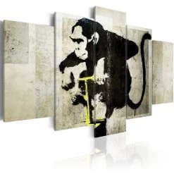 Schilderij - Monkey TNT Detonator (Banksy)
