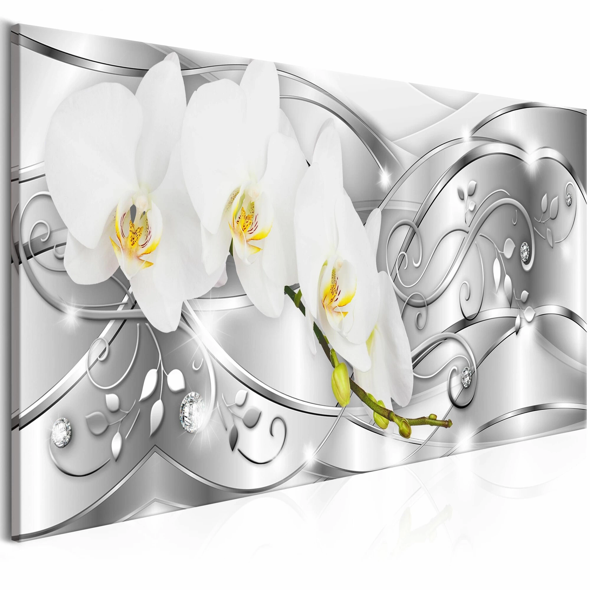 Schilderij - Flowering (1 Part) Narrow Silver 3 Schilderij - Flowering (1 Part) Narrow Silver