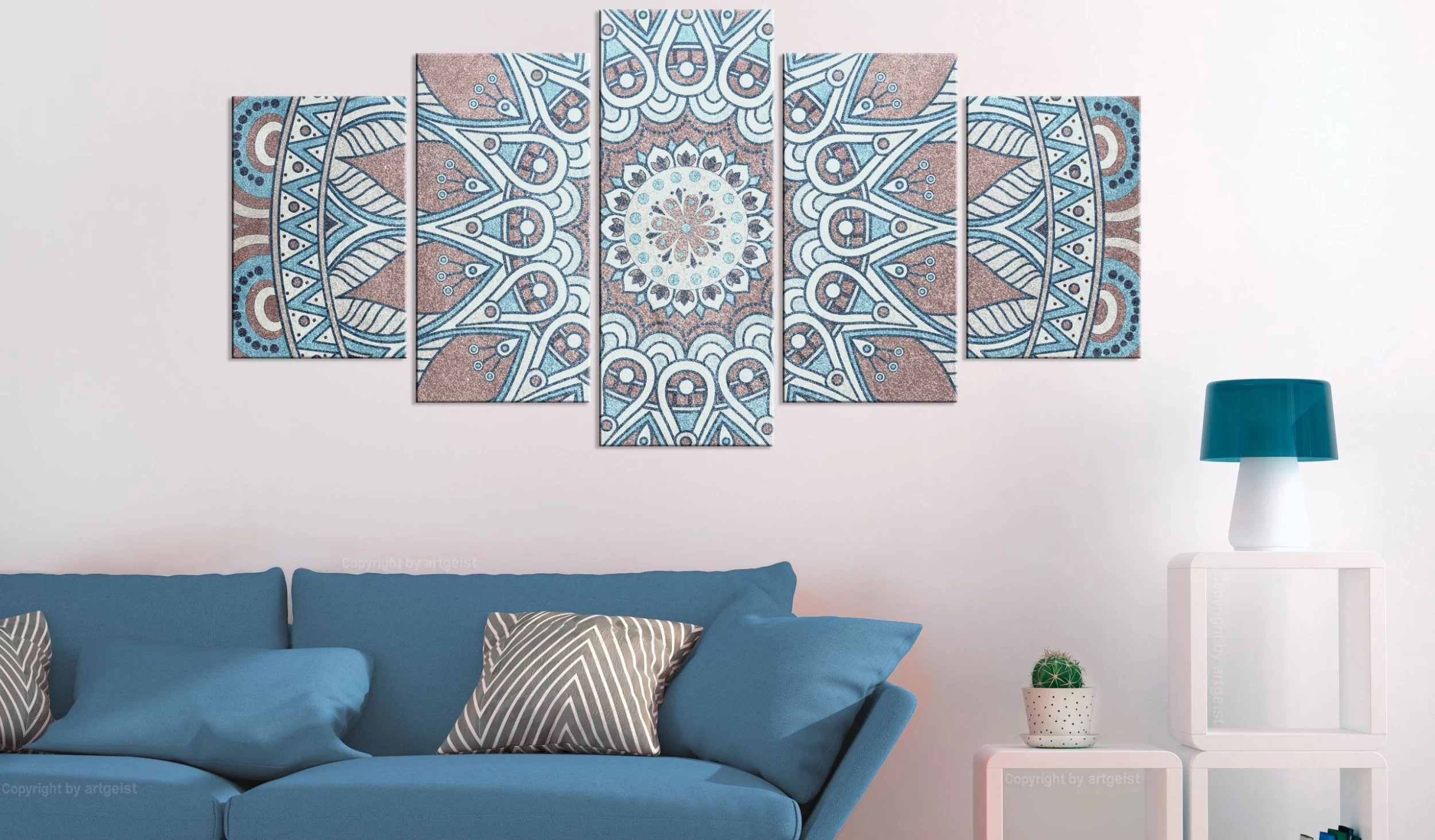 Schilderij - Oriental Circle (5 Parts) Wide 4 Schilderij - Oriental Circle (5 Parts) Wide - Afbeelding 2
