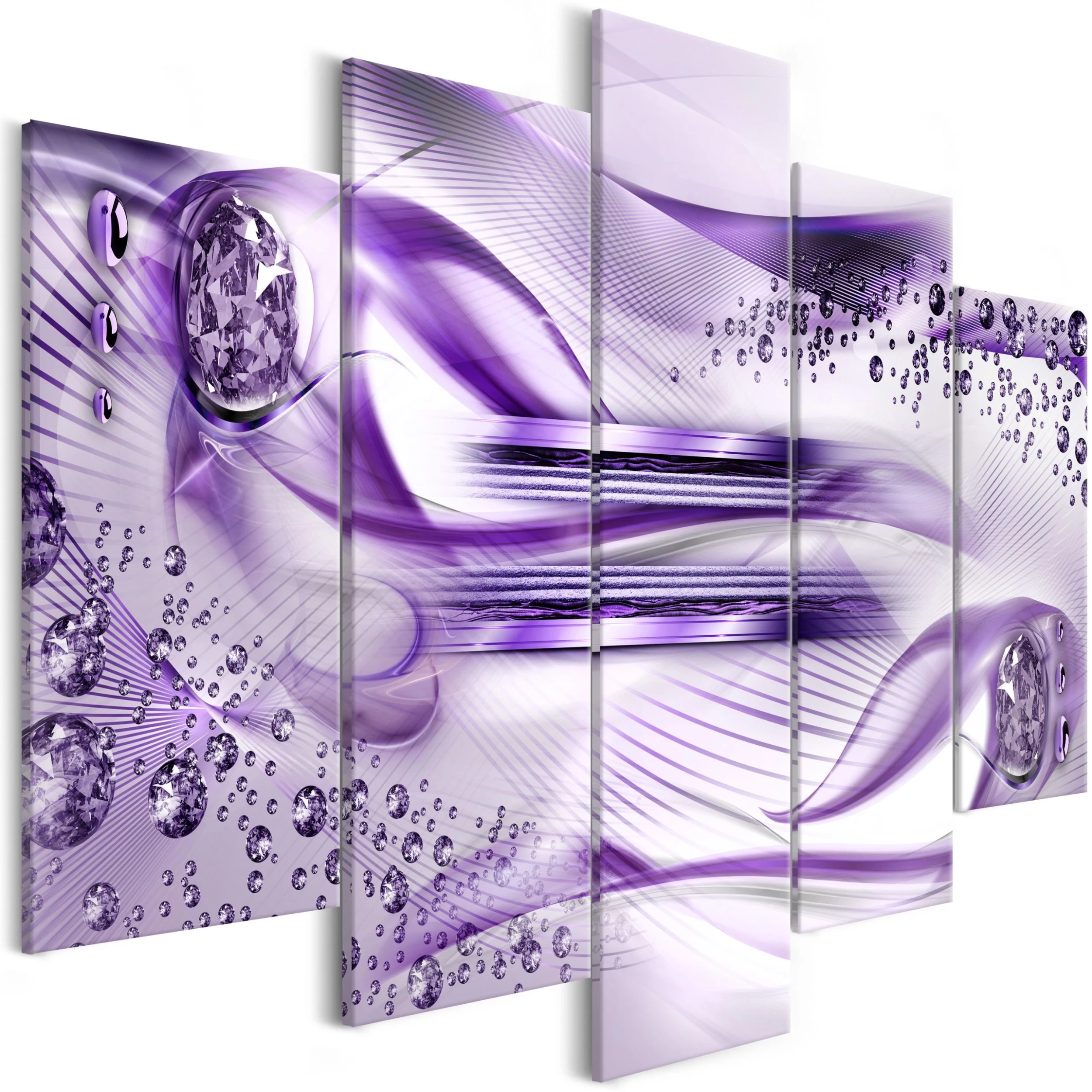 Schilderij - Underwater Harp (5 Parts) Wide Violet 3 Schilderij - Underwater Harp (5 Parts) Wide Violet