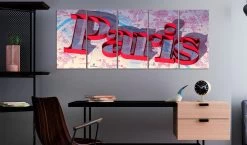 Schilderij - Red Paris (5 Parts) Narrow -Woonmeubelwinkel MNL N8733 DK MP 2