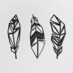 Geometrische Veren Industrieel Metalen Wanddecoratie