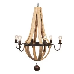 Kroonluchter Van Hout En Metaal Industriële Hanglamp