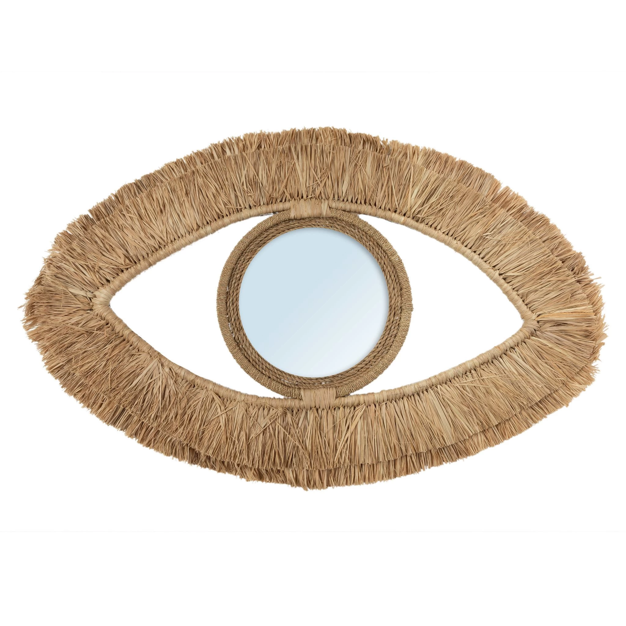 De Raffia Eye Spiegel - Naturel - M 3 De Raffia Eye Spiegel - Naturel - M