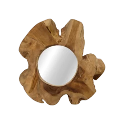 Wandspiegel Kecik - 30x30 - Naturel - Teak/glas