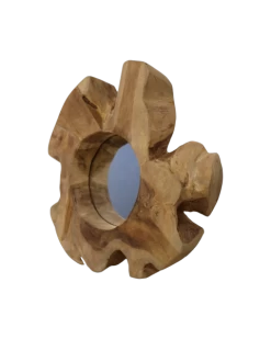 Wandspiegel Kecik - 30x30 - Naturel - Teak/glas -Woonmeubelwinkel de kisten koning 107856 2 1