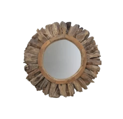 Wandspiegel Sun - ΓΈ108 Cm - Teak Wortelhout