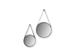 Ronde Wandspiegel Met Riem - ø45 Cm - Zwart/bruin -Woonmeubelwinkel de kisten koning 107867 4