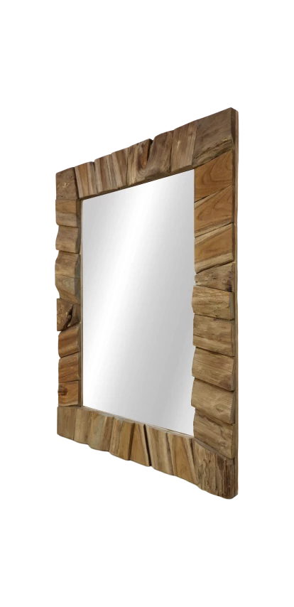 Wandspiegel - 60x80 Cm - Naturel - Teak 4 Wandspiegel - 60x80 Cm - Naturel - Teak - Afbeelding 2