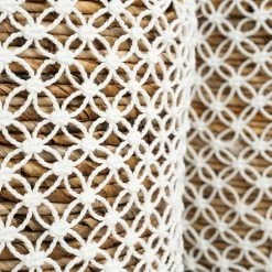 De Cross Stitched Macramé Mand - Naturel Wit - S -Woonmeubelwinkel de kisten koning 108549 5