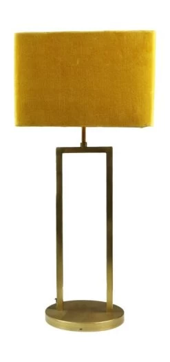 Vierkante Lampenkap - Mosterdgeel/goud - Velvet - 30x30x20 Cm -Woonmeubelwinkel de kisten koning 108574 4