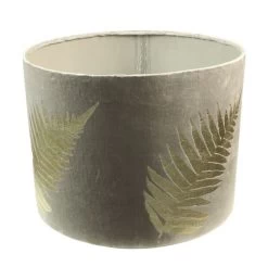 Ronde Lampenkap Met Print - Lichtgrijs/goud - Velvet - 42x42x32 Cm