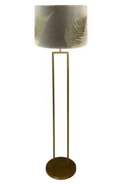 Ronde Lampenkap Met Print - Lichtgrijs/goud - Velvet - 42x42x32 Cm -Woonmeubelwinkel de kisten koning 108580 4