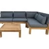 Tuin Loungeset Aruba 5-delig + Hoek (incl. Kussens) - Donkergrijs - Teak -Woonmeubelwinkel de kisten koning 108589 1