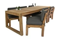 Tuinset New Aruba - Naturel/grijs - Teak - 260x100x76 Cm -Woonmeubelwinkel de kisten koning 108594 4