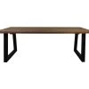 Tuintafel Medium - Naturel/zwart - Teak/metaal - 220x100x77 Cm
