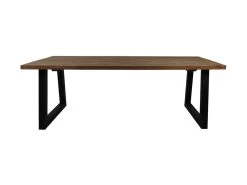Tuintafel Medium - Naturel/zwart - Teak/metaal - 220x100x77 Cm