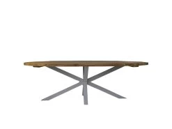 Tuintafel Ovaal - Naturel/Wit - Oud Teakhout/metaal - 220x110x78 Cm