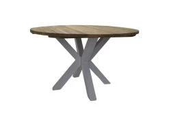 Tuintafel Rond - Naturel/wit - Teak/metaal - ø125x76 Cm