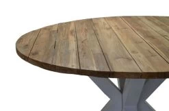 Tuintafel Rond - Naturel/wit - Teak/metaal - ø125x76 Cm -Woonmeubelwinkel de kisten koning 108617 3