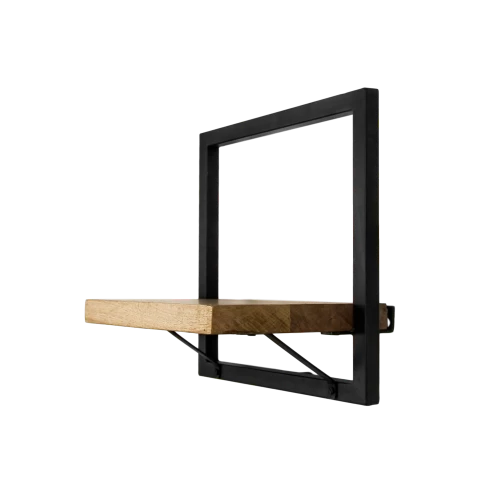 Wandplank Levels - Mangohout/ijzer - 32x32 Cm 4 Wandplank Levels - Mangohout/ijzer - 32x32 Cm - Afbeelding 2