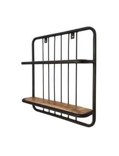 Wandplank - 2 Planken - Zwart/naturel - Mangohout/ijzer - 50x50x12 Cm -Woonmeubelwinkel de kisten koning 108711 3