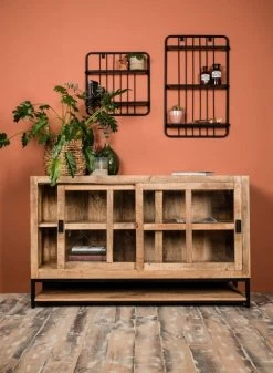 Wandplank - 2 Planken - Zwart/naturel - Mangohout/ijzer - 50x50x12 Cm -Woonmeubelwinkel de kisten koning 108711 5