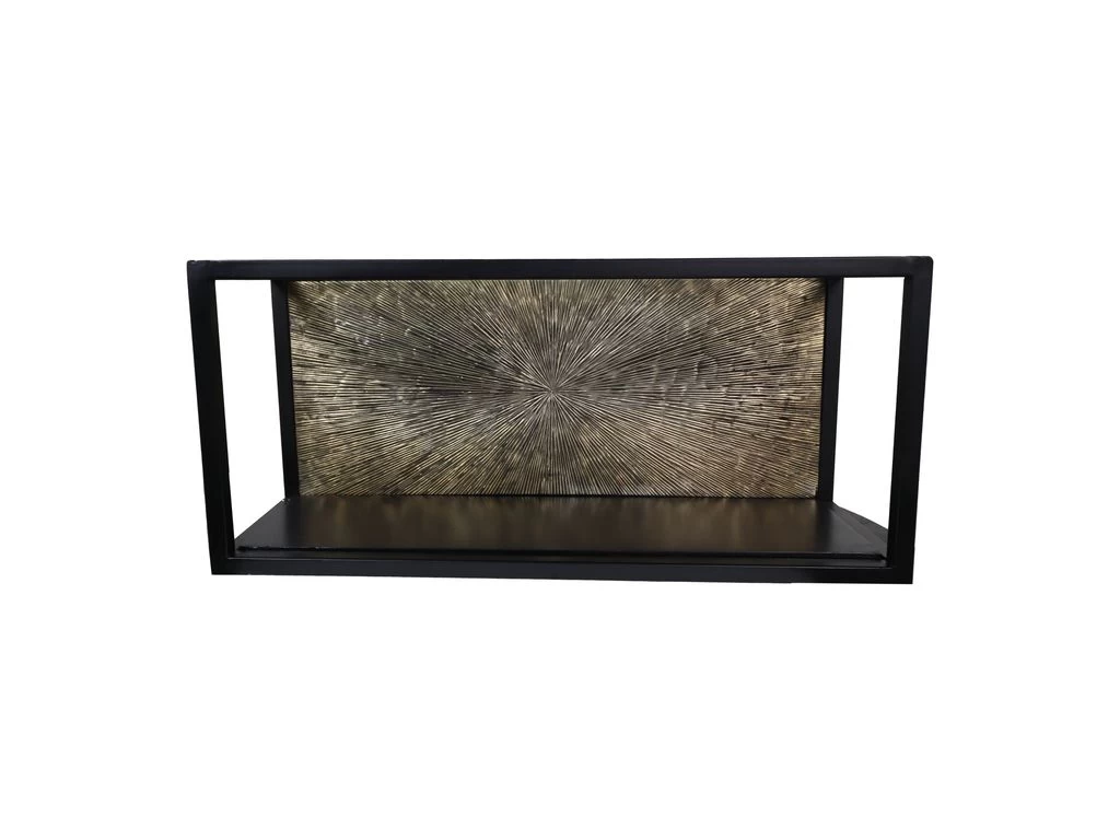 Wandbox Fletcher - Goud/zwart - Ijzer/Aluminium/Mangohout - 55x18x25 Cm 3 Wandbox Fletcher - Goud/zwart - Ijzer/Aluminium/Mangohout - 55x18x25 Cm