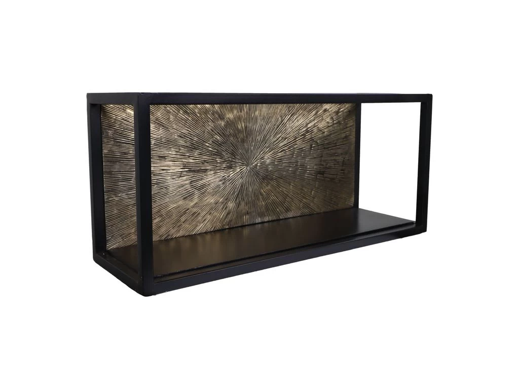 Wandbox Fletcher - Goud/zwart - Ijzer/Aluminium/Mangohout - 55x18x25 Cm 4 Wandbox Fletcher - Goud/zwart - Ijzer/Aluminium/Mangohout - 55x18x25 Cm - Afbeelding 2