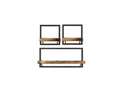 Wandplanken Levels Live Edge - Naturel/zwart - Acacia/ijzer - 70x22x70 Cm