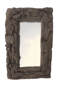 Wandspiegel - Naturel - Teak Wortelhout - 140x6x80 Cm