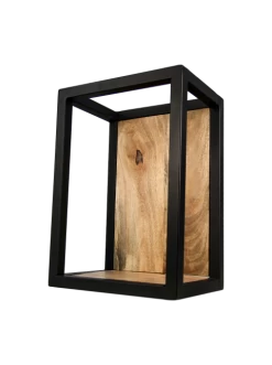 Wandbox Levels - Mangohout/ijzer - 25x35 Cm -Woonmeubelwinkel de kisten koning 108720 3