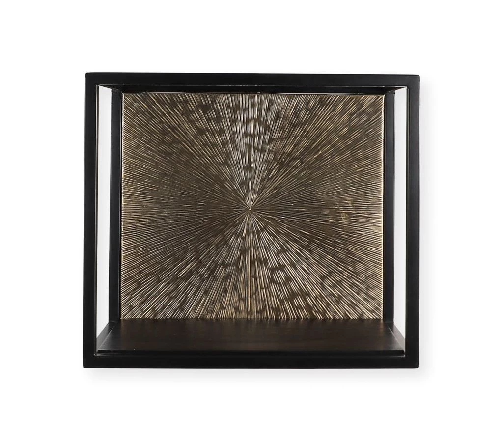 Wandbox Fletcher - Goud/zwart - Ijzer/Aluminium/Mangohout - 25x18x25 Cm 3 Wandbox Fletcher - Goud/zwart - Ijzer/Aluminium/Mangohout - 25x18x25 Cm