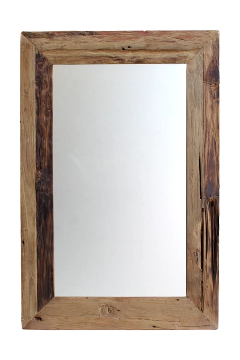 Wandspiegel Rustiek - Drijfhout Teak - 80x50 Cm 3 Wandspiegel Rustiek - Drijfhout Teak - 80x50 Cm