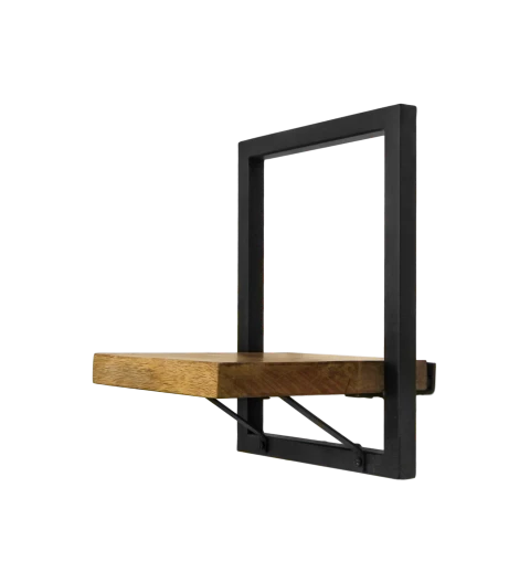 Wandplank Levels - Mangohout/ijzer - 25x32 Cm 4 Wandplank Levels - Mangohout/ijzer - 25x32 Cm - Afbeelding 2