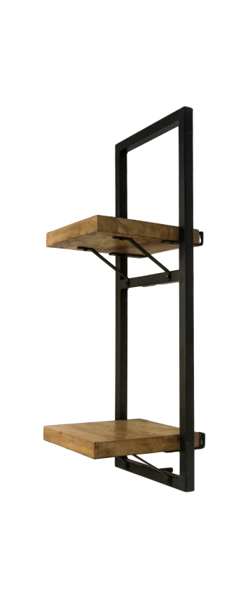 Wandplank Levels - Mangohout/ijzer - 25x70 Cm 4 Wandplank Levels - Mangohout/ijzer - 25x70 Cm - Afbeelding 2
