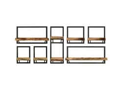 Wandplanken Levels Live Edge - Naturel/zwart - Acacia/ijzer - 160x22x70 Cm