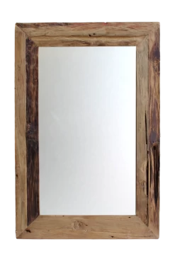 Wandspiegel Rustiek - Drijfhout Teak - 90x70 Cm