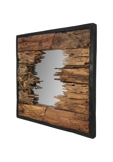 Wandspiegel - Teak - 60x60 Cm 4 Wandspiegel - Teak - 60x60 Cm - Afbeelding 2